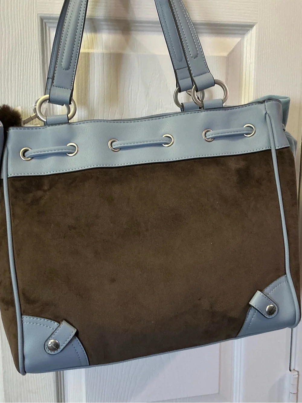 Juicy Couture New Love Chapter Tote Daydream Chocolate Blue W/Charm Viral NEW